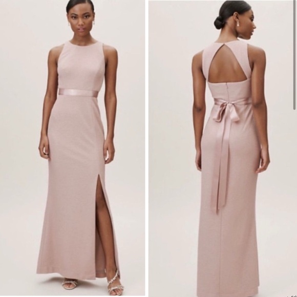 Anthropologie BHLDN Adrianna Papell Idris Blush Pink Metallic Knit Dress NWT 2